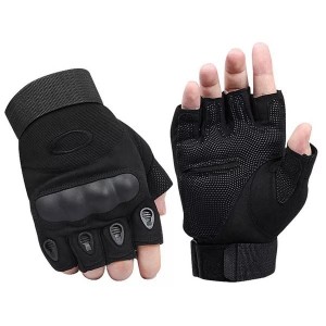 Перчатки без пальцев с защитными накладками черные